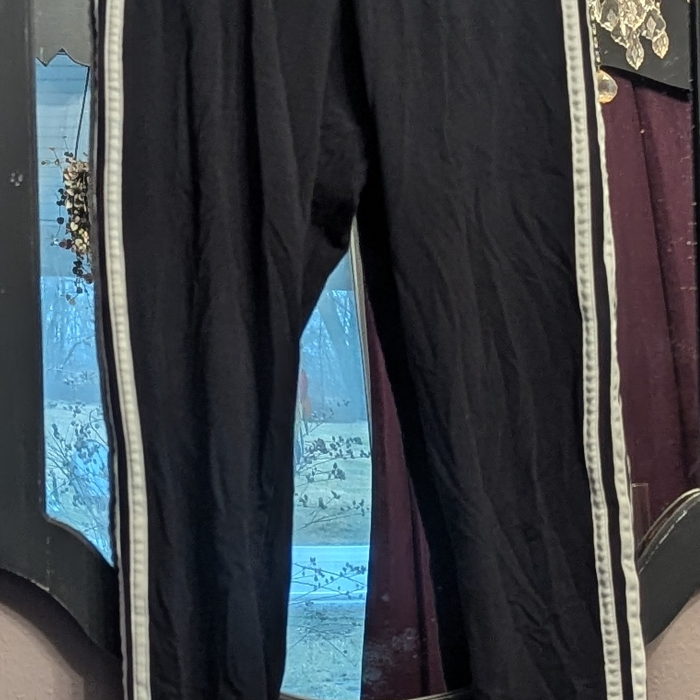 Black Track Pants with White Stripes
